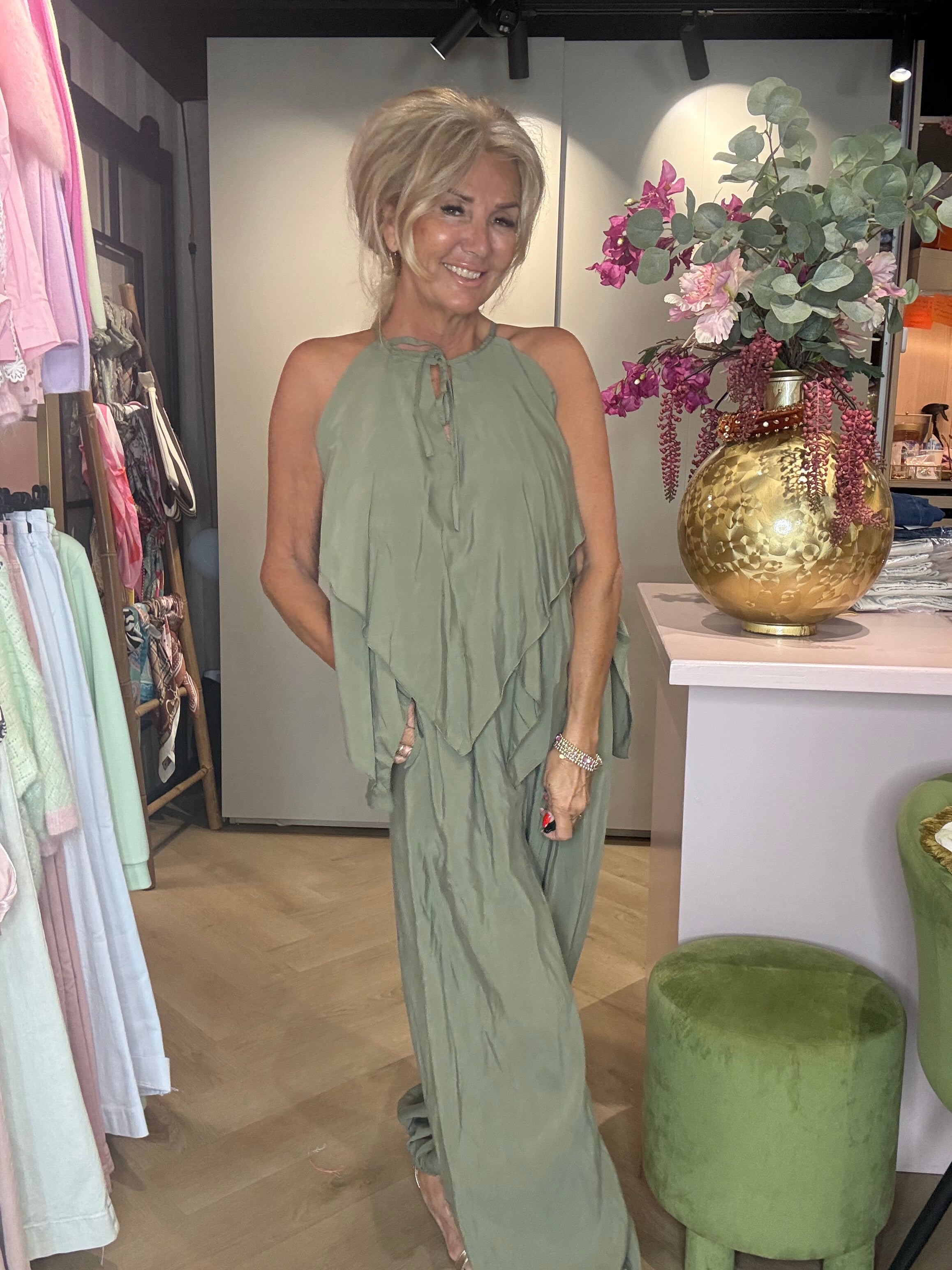 Top vlinder Army green